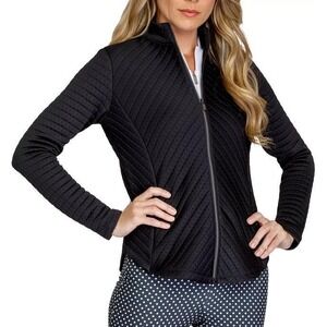 TAIL White Label Women's Black Quilted Zip Front Jacket UPF 50 Sun Protection XS